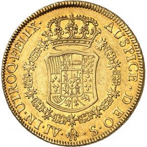 Charles III (1759-1788). 8 escudos “à la tête de rat” 1762 JV, S, Séville.