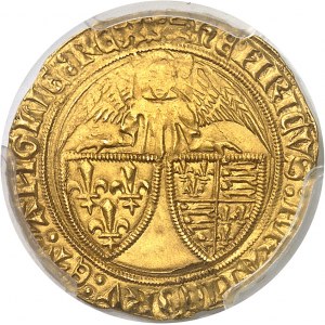 Henri VI d'Angleterre (1422-1453). Angelot d’or ND (1427), léopard, Rouen.