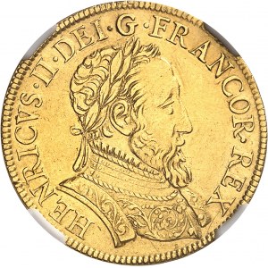 Henri II (1547-1559). Double Henri d’or à la Gallia ND (1552), Paris.