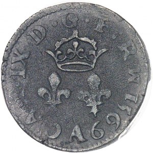 Charles IX (1560-1574). Piéfort de poids quadruple du denier tournois en argent 1569, A, Paris.