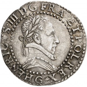 Henri III (1574-1589). Demi-franc au col plat 1587, G, Poitiers.