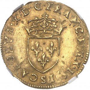 Charles X (1589-1594). Écu d’or au soleil 1er type 1591, S, Troyes.