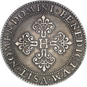Henri IV (1589-1610). Piéfort de poids quadruple de l’essai du franc, Tranche inscrite en relief : PERENNITATI* PRINCIPIS* GALLIÆ* RESTITVRIS 1607, A, Paris.