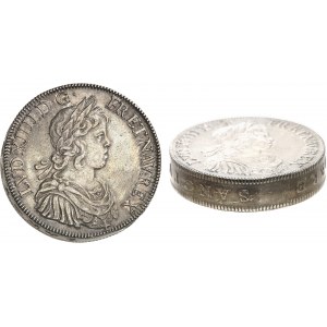 Louis XIV (1643-1715). Piéfort quadruple de l’écu à la mèche courte 1644, A, Paris.