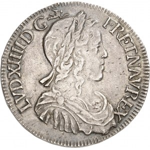 Louis XIV (1643-1715). Demi-écu à la mèche longue 1650, Q, Narbonne.