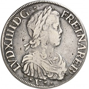 Louis XIV (1643-1715). Écu de Béarn à la mèche longue 1652, Pau.
