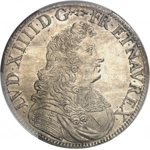 Louis XIV (1643-1715). Écu à la cravate, 1ère émission par F. Warin 1676, A, Paris.