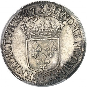 Louis XIV (1643-1715). Écu à la perruque avec buste drapé à l’antique 1687, 9, Rennes.