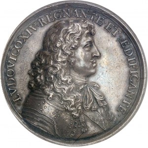 Louis XIV (1643-1715). Médaille, construction de la colonnade du Louvre par Molart 1667, Paris.