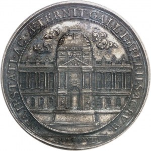 Louis XIV (1643-1715). Médaille, construction de la colonnade du Louvre par Molart 1667, Paris.