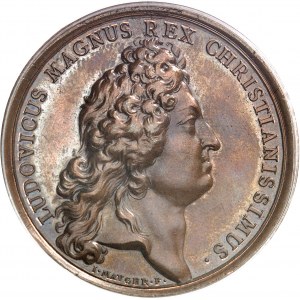 Louis XIV (1643-1715). Médaille, défaite des corsaires de Tripoli sur l’île de Chios par Mauger 1681, Paris.