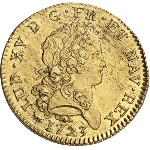 Louis XV (1715-1774). Double louis d’or dit mirliton 1723, A, Paris.