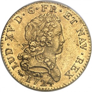 Louis XV (1715-1774). Double louis d’or dit mirliton 1724, A, Paris.