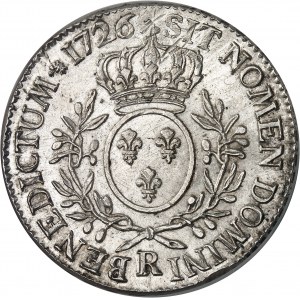 Louis XV (1715-1774). Écu aux rameaux d’olivier 1726, R, Orléans.