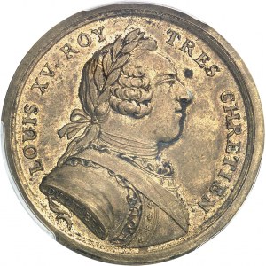 Louis XV (1715-1774). Médaille, création de la Chambre de Commerce et juridiction consulaire des marchands de Lille par Jean Duvivier 1715, Paris.