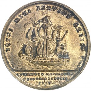 Louis XV (1715-1774). Médaille, création de la Chambre de Commerce et juridiction consulaire des marchands de Lille par Jean Duvivier 1715, Paris.