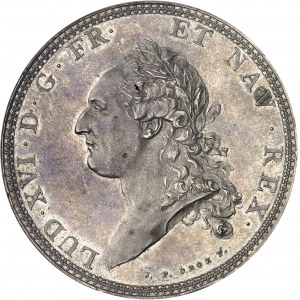 Louis XVI (1774-1792). Essai de l'écu par Droz ou écu de Calonne, tranche à six viroles 1786, A, Paris.
