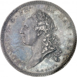 Louis XVI (1774-1792). Essai de l'écu par Droz ou écu de Calonne, tranche à six viroles 1786, A, Paris.