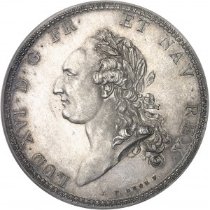 Louis XVI (1774-1792). Essai de l'écu par Droz ou écu de Calonne, tranche à trois viroles 1786 (postérieur), A, Paris.