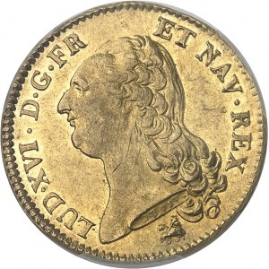Louis XVI (1774-1792). Double louis d’or à la tête nue 1786, 1er semestre, B, Rouen.