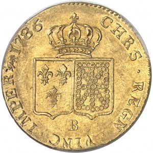 Louis XVI (1774-1792). Double louis d’or à la tête nue 1786, 2e semestre, B, Rouen.