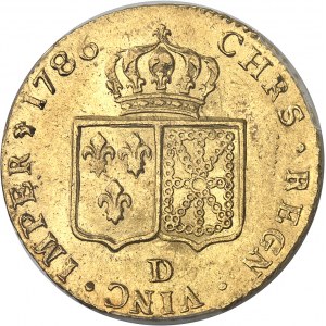 Louis XVI (1774-1792). Double louis d’or à la tête nue 1786, 2e semestre, D, Lyon.