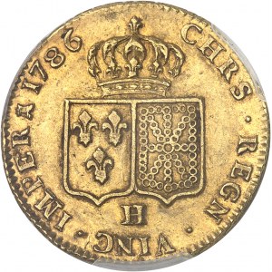 Louis XVI (1774-1792). Double louis d’or à la tête nue 1786, 1er semestre, H, La Rochelle.