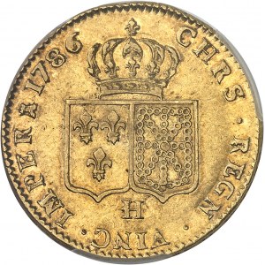 Louis XVI (1774-1792). Double louis d’or à la tête nue 1786, 2e semestre, H, La Rochelle.