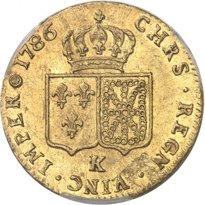 Louis XVI (1774-1792). Double louis d’or à la tête nue 1786, 1er semestre, K, Bordeaux.