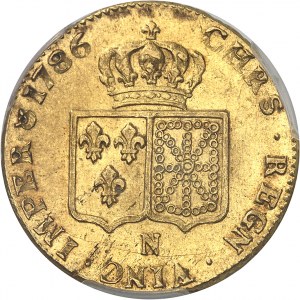 Louis XVI (1774-1792). Double louis d’or à la tête nue 1786, 1er semestre, N, Montpellier.