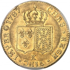 Louis XVI (1774-1792). Double louis d’or à la tête nue 1787, 1er semestre, K, Bordeaux.