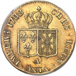 Louis XVI (1774-1792). Double louis d’or à la tête nue, variété en platine 1788, 1er semestre, A, Paris.