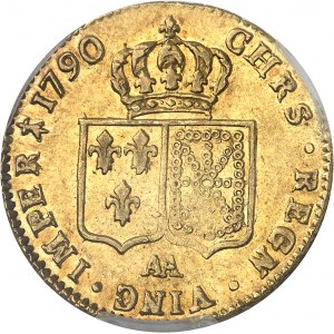 Louis XVI (1774-1792). Double louis d’or à la tête nue 1790, 1er semestre, AA, Metz.