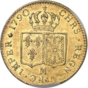 Louis XVI (1774-1792). Double louis d’or à la tête nue 1790, 1er semestre, M, Toulouse.