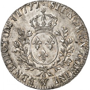 Louis XVI (1774-1792). Écu aux rameaux d’olivier 1777, W, Lille.
