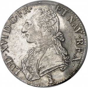 Louis XVI (1774-1792). Écu aux rameaux d’olivier 1789, T, Nantes.