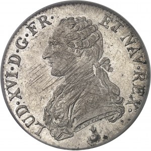 Louis XVI (1774-1792). Écu aux rameaux d’olivier 1790, AA, Metz.