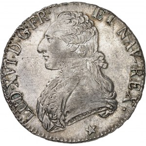 Louis XVI (1774-1792). Écu aux rameaux d’olivier 1790, W, Lille.