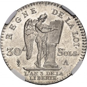 Constitution (1791-1792). 30 sols FRANÇOIS 1791, A, Paris.