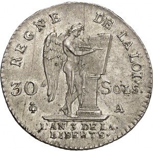 Constitution (1791-1792). 30 sols FRANÇOIS 1791, A, Paris.