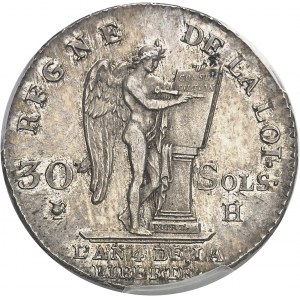 Constitution (1791-1792). 30 sols FRANÇOIS 1792, H, La Rochelle.