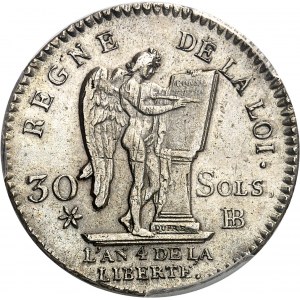 Constitution (1791-1792). 30 sols FRANÇAIS 1792, BB, Strasbourg.