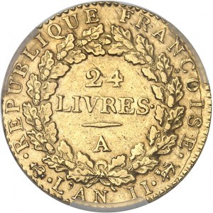 Convention (1792-1795). Louis d’or de 24 livres 1793, A, Paris.