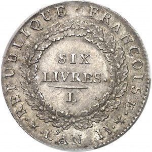 Convention (1792-1795). Écu de 6 livres FRANÇOISE 1793, L, Bayonne.