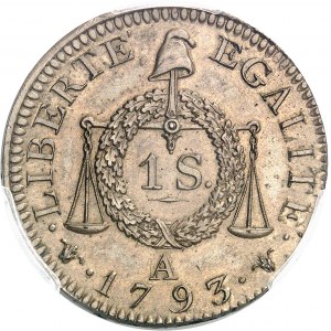Convention (1792-1795). Sol à la balance FRANÇAISE, prototype 1793, A, Paris.