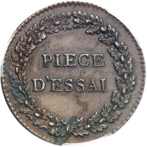 Directoire (1795-1799). Essai au module de cinq centimes par Dupré ND (c.1796), Paris.