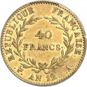 Consulat (1799-1804). 40 francs Bonaparte, Premier Consul An 12, A, Paris.