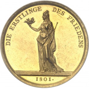 Consulat (1799-1804). Médaille d’Or, Traité de Paix de Lunéville entre l’Autriche et la France par F. H. Krüger 1801, Dresde ?