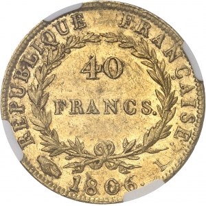 Premier Empire / Napoléon Ier (1804-1814). 40 francs République, tête nue 1806, I, Limoges.