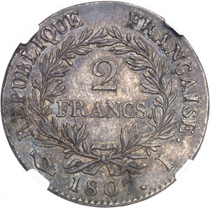 Premier Empire / Napoléon Ier (1804-1814). 2 francs tête nue, calendrier grégorien 1807, I, Limoges.